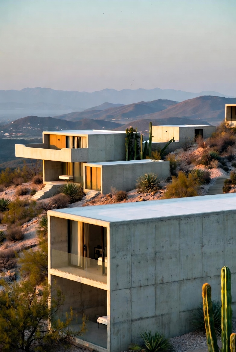 Minimalist luxury architecture in a desert setting